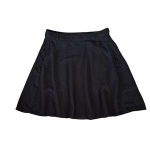 Aritzia Talula Black Rayon Skater Mini Skirt With Pockets